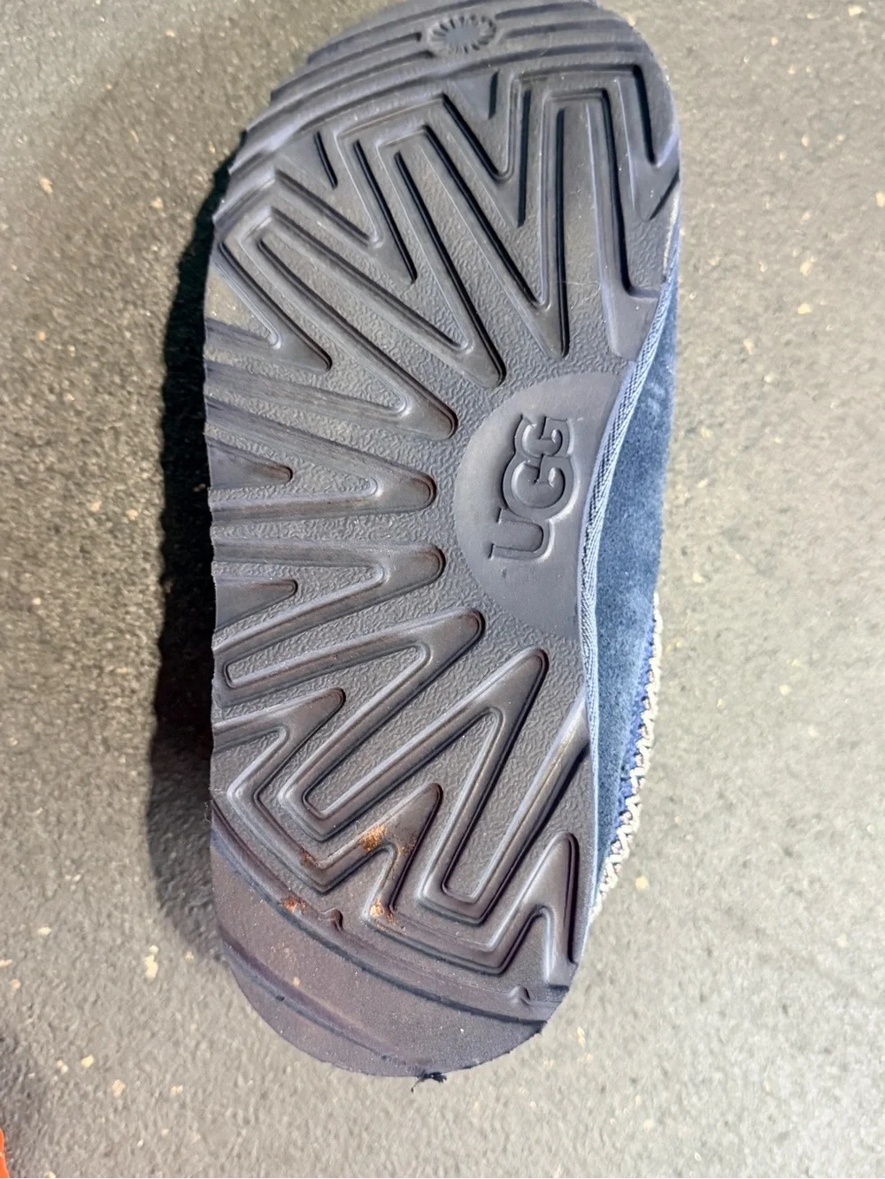 UGG Kids Size 4 Navy Suede Moccasins with Braided Trim